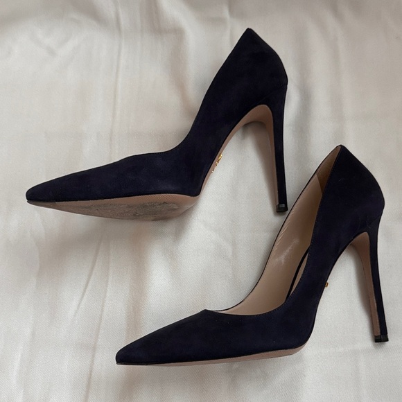 Prada Women's Dark Blue Suede Heels - Picture 5 of 16